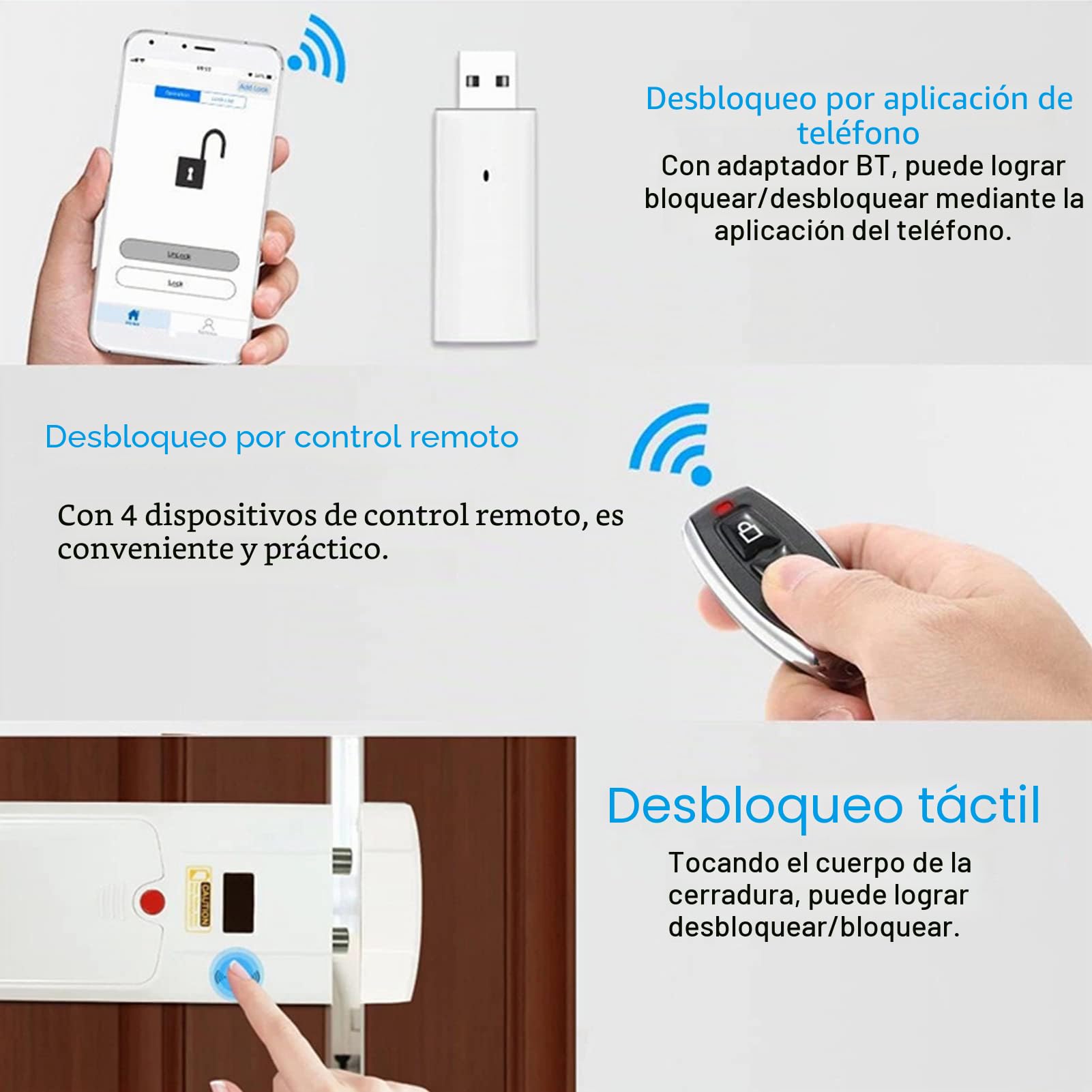 Cerradura invisible WAFU 011: de seguridad inteligente con desbloqueo táctil Bluetooth para hogar y oficina. Fácil instalación en interiores, acceso remoto y móvil. Cerradura de aleación de zinc
