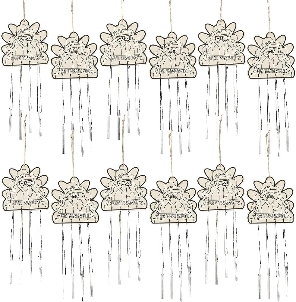 Color Your Own Thanksgiving Turkey Wind Chimes - Craft Kits - 12 Pieces