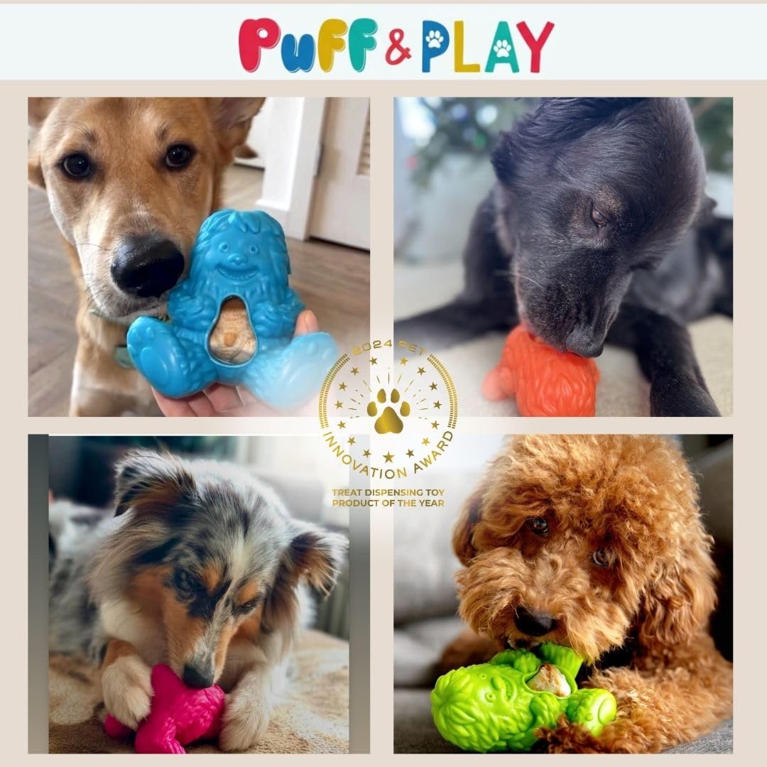 Yeti Puff and Play Hundespielzeug Interaktives Nuggets Leckerlis Spender Puzzle, Spaß Stimulierendes Kauspielzeug für Zahnen, Verhaltenstraining, Angstberuhigung, für leichte bis Moderate Kauer, Grün