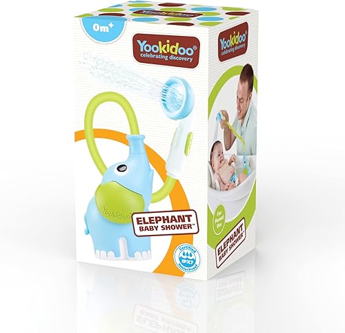 Miniatura 6 de YOOKIDOO - Cabeza de ducha para bebé bomba de agua de elefante con enjuague control del flujo de agua de 2 botones para el tronco de elefante para