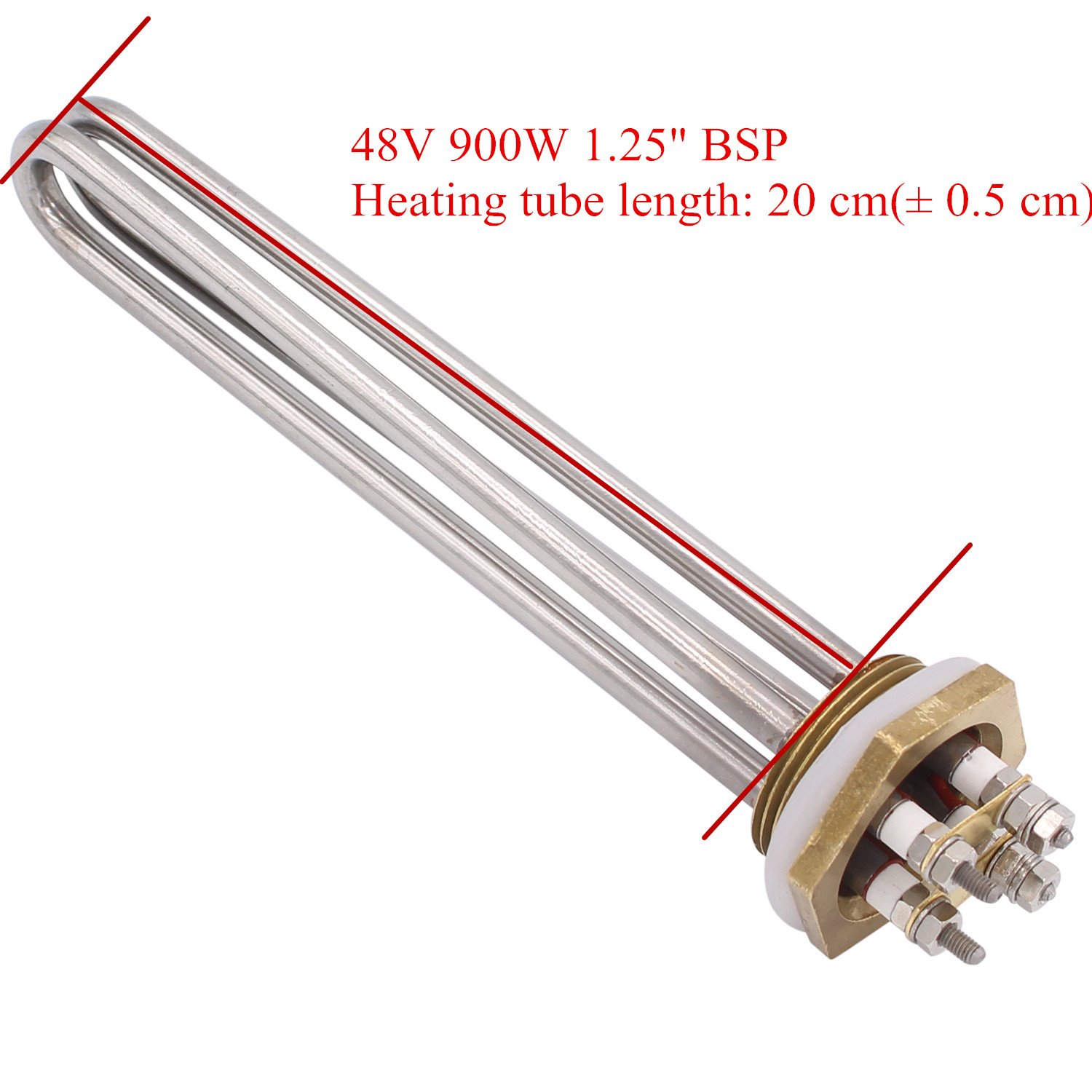 aiicioo DC 48V 900W Stainless Steel Solar Panel Heater Element with Heating 1.25" Standard Flange BSP Thread