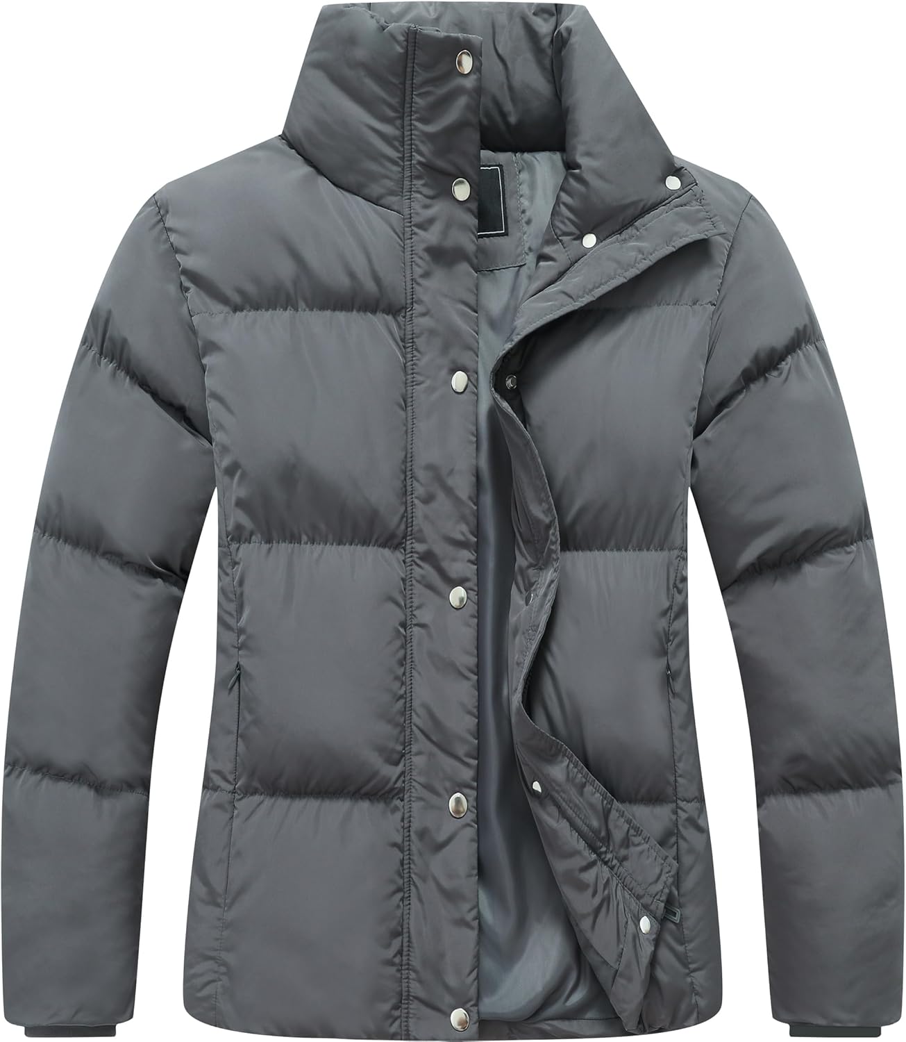 GIMECEN Women's Winter Coat Full-Zip Down Jacket Waterproof Puffer Coat Warm Parkas Long Sleeve Outerwear