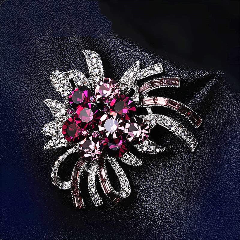 Broches de Mujer, Nuevo Broche Violeta de Cristal púrpura de Lujo, Flor para Mujer, Bufanda Simple con Hebilla Salvaje, Broche de Regalo para niñas, Pin