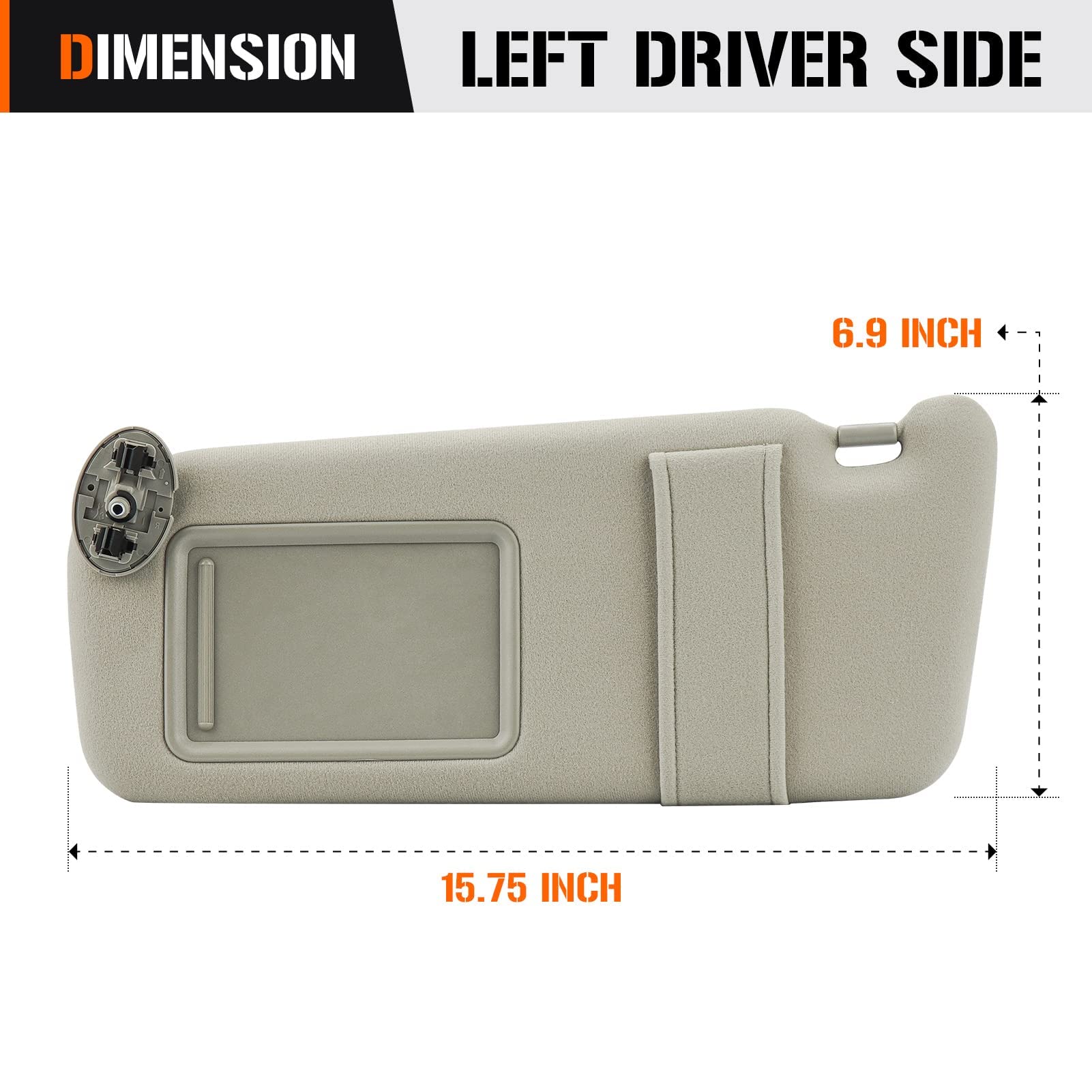 Left Driver Side Sun Visor Without Light for Toyota Camry Without Sunroof 2007 2008 2009 2010 2011 Beige Sunvisor Replacement 74320-06780-B0, 74320-33B81-B0