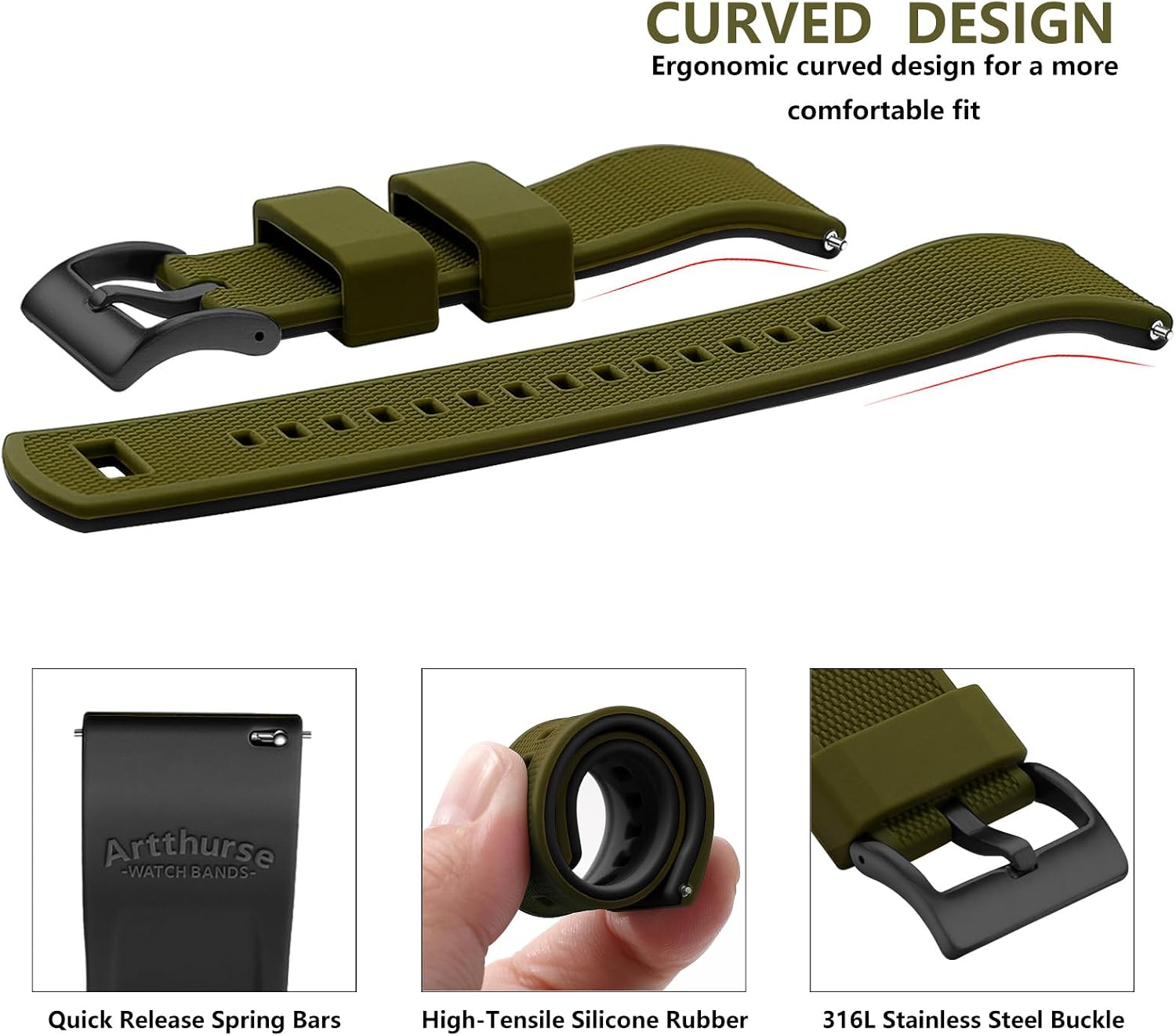 Silicone Watch Bands Quick Release 18mm, 20mm, 22mm for Men and Women Replacement Rubber Watch Band Soft Breathable Waterproof Sport Watchbands Straps image 3