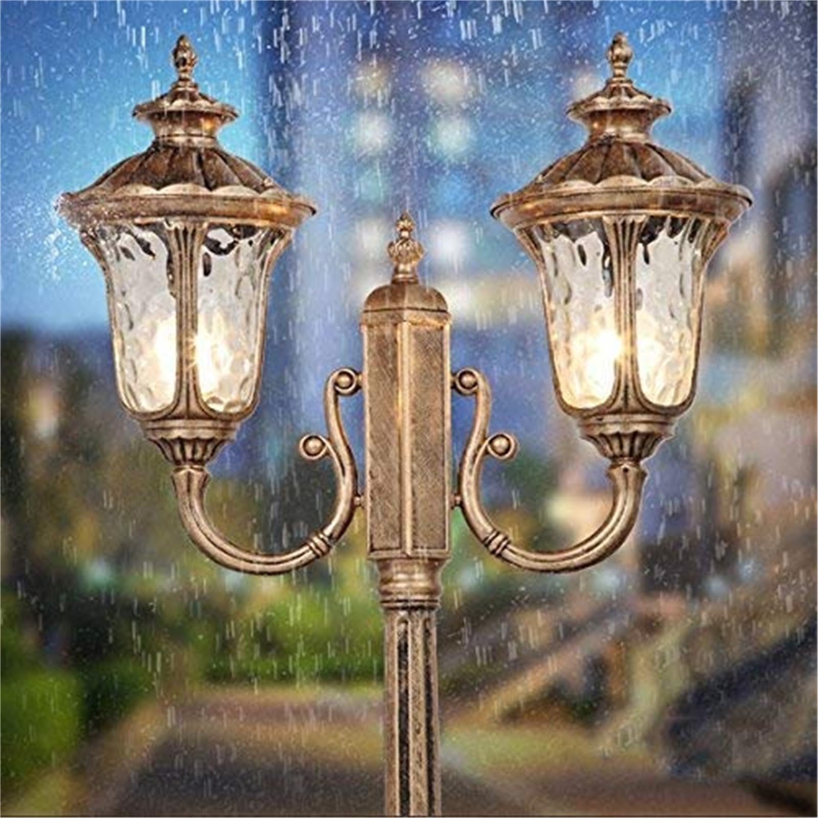 Lampy Solarne, Słupki Oświetleniowe, Zewnętrzne, 335 Cm, 1-Światło, 2-Światła, Retro, Dziedziniec, Europejska, Szklana Latarnia, Lampa Uliczna, Zewnętrzna, Wodoodpor,245cm