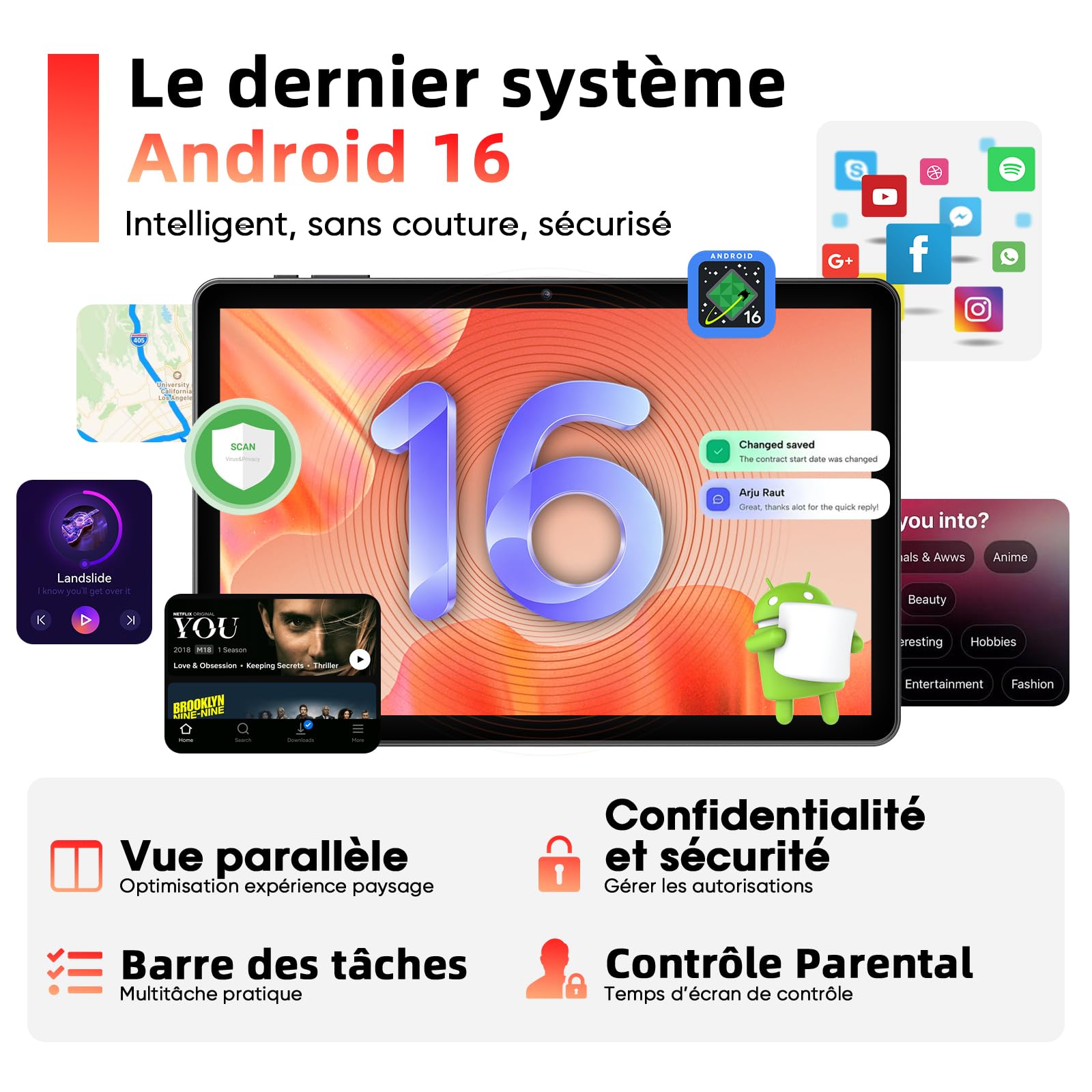 Raemond Tablette 10 Pouces, Tablette Android 15 avec Clavier, 26 Go RAM + 128 Go ROM + 1 to TF, Écran IPS HD 1280x800, Caméra Double, 7000 mAh, WiFi 6, BT 5.0, Widevine L1, GPS (Noir)