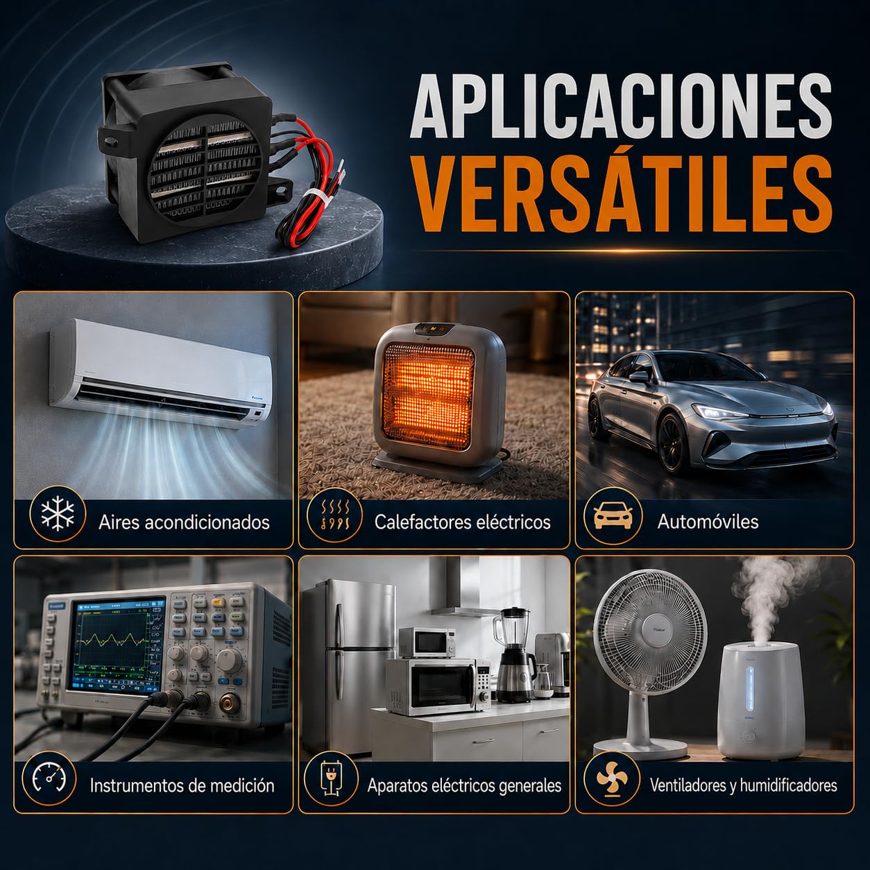 Calentador PTC 220 V 300 W, Mini Calentador De Aire de Ventilador de Coche, Módulo de Elemento de Calentamiento Cerámico de Temperatura Constante, para Aire Acondicionado, Humidificador, Ventiladores