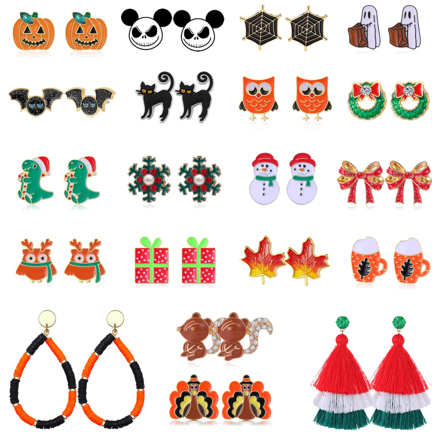 20 Pairs Valentine's Day St Patrick's Day Easter Hypoallergenic Drop Stud Earrings Bulk for Girls Women Clover Shamrock Green Hat Easter Eggs Bunny Earrings Dangle Stud Earrings Set for Teen Girls Women Valentine’s Day Gifts, Easter