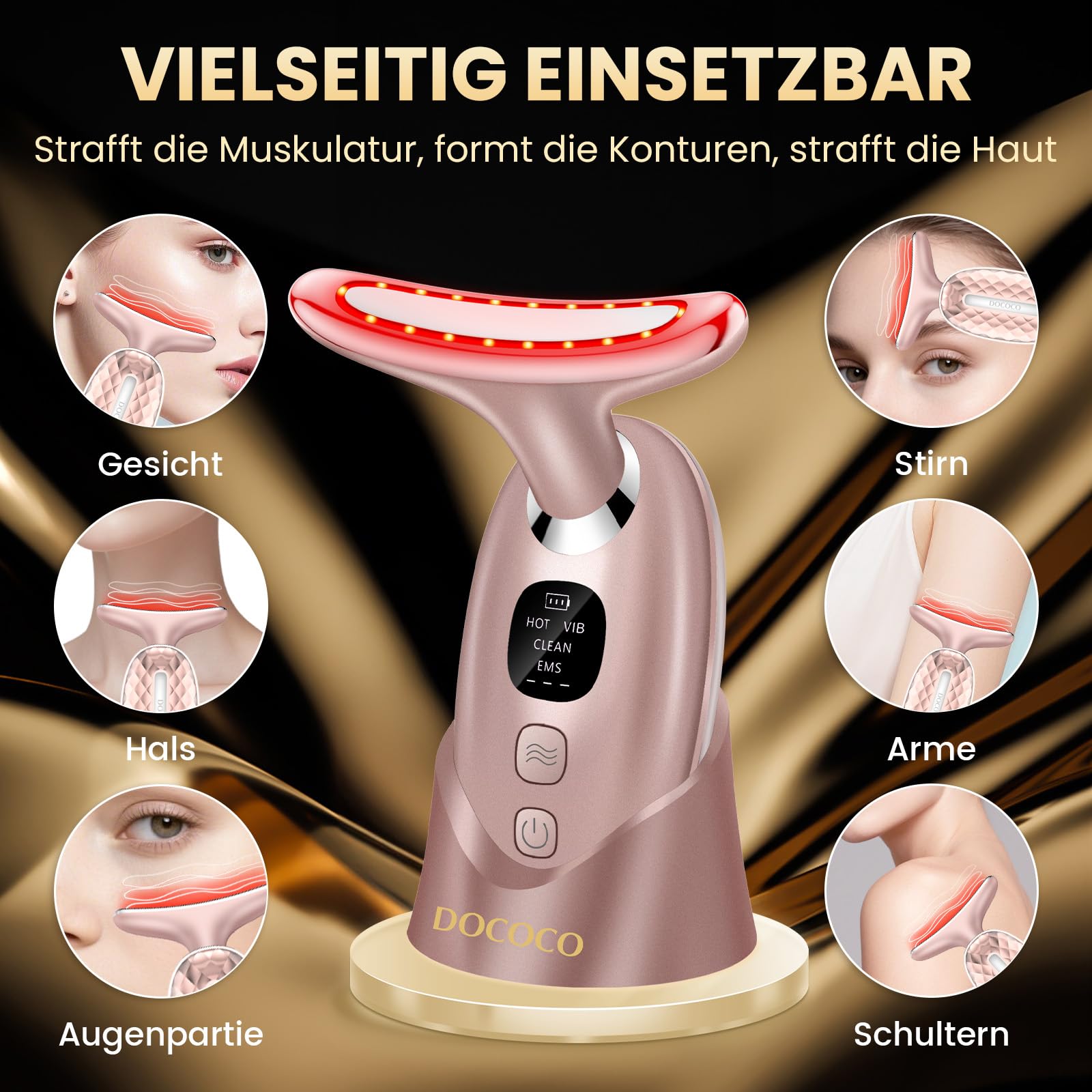 Elektrisches Gesichtsmassagegerät mit EMS Rotlichttherapie