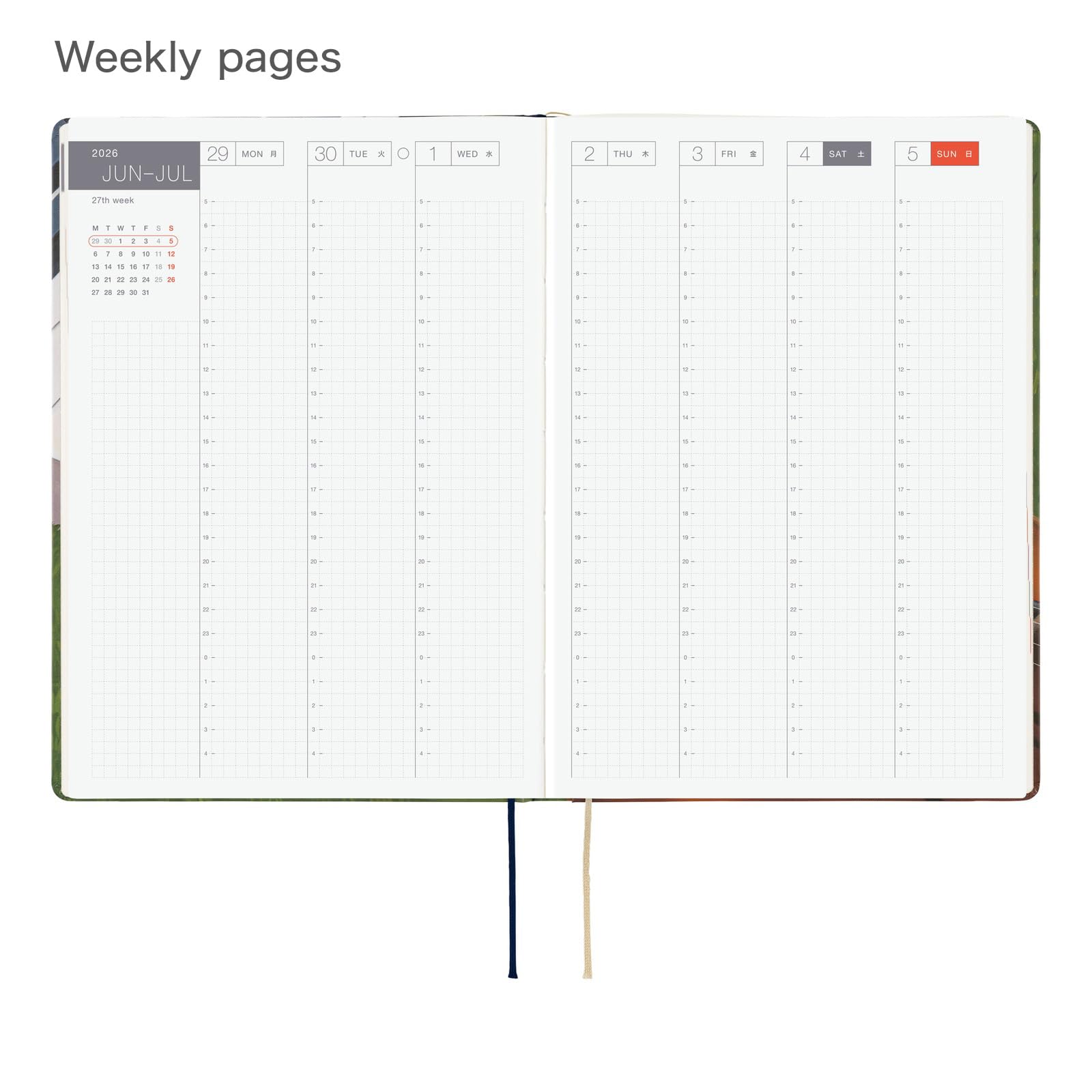 ほぼ日 Hobonichi Techo HON A5 2026 – Hiroko Kubota: Waiting on the Chord (Pianificatore inglese, inizio gennaio)