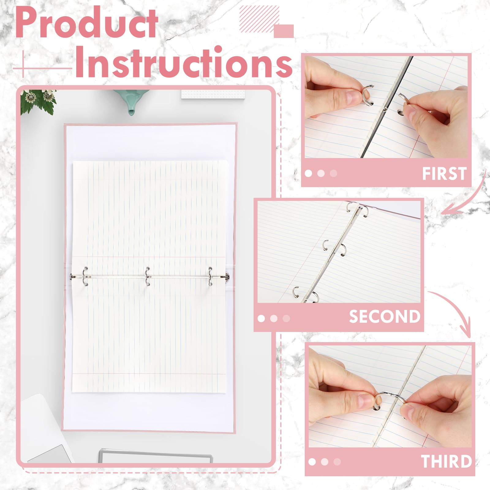 Sayglossy 4 carpetas estéticas de 3 anillos resistentes de 1 pulgada para papel tamaño carta de 11 x 8.5 pulgadas, para mujeres y hombres, escuela, oficina, hogar, trabajo, organizar, papeleo, 4