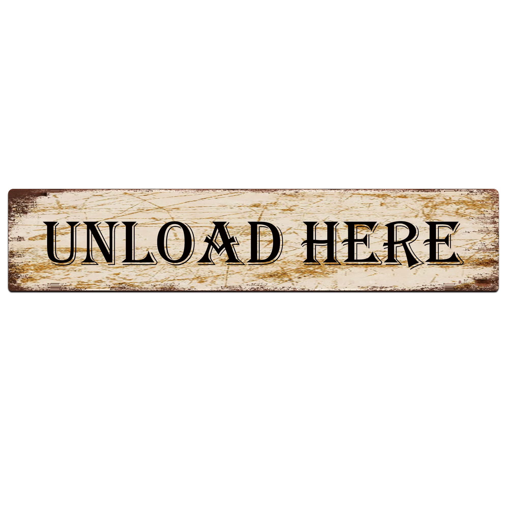Unload Here Retro Tin Signs Aluminum Metal Sign for Kitchen Home Garden Wall Bar Cafe Decor 4x16 Inch