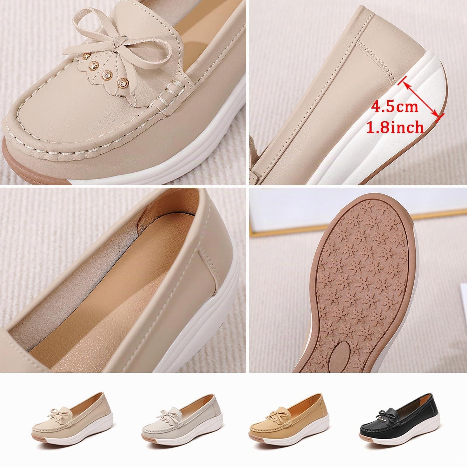 Mocasines ortopédicos de plataforma para mujer con cadena, zapatos ortopédicos para caminar para mujer, mocasines de plataforma sin cordones, mocasines clásicos