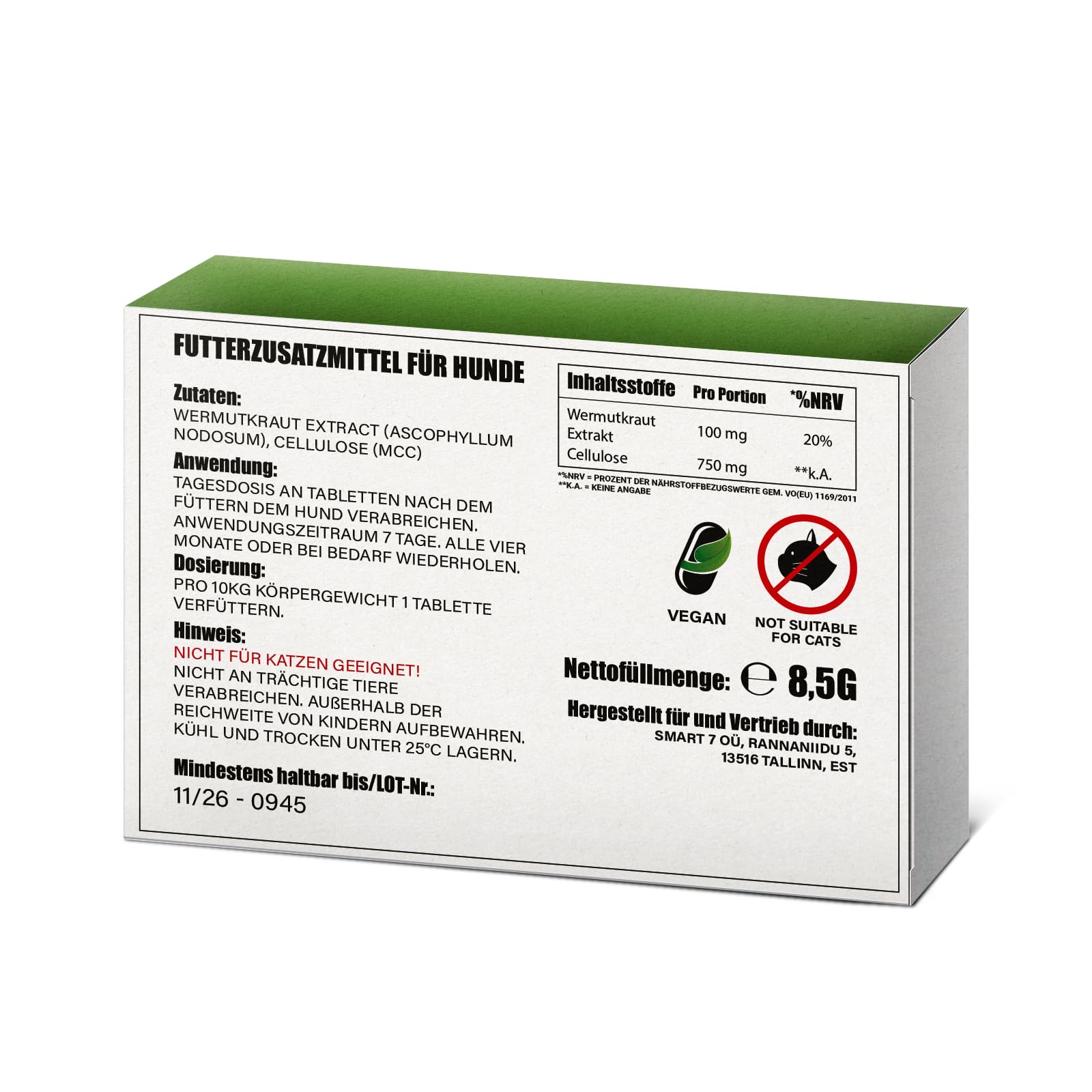 Saint Nutrition® Wormwood - Tratamiento de gusano secundario para perros - Extracto de hierba de ajenjo para perros - Fórmula herbal natural - Complemento alimenticio para un apoyo óptimo - sin