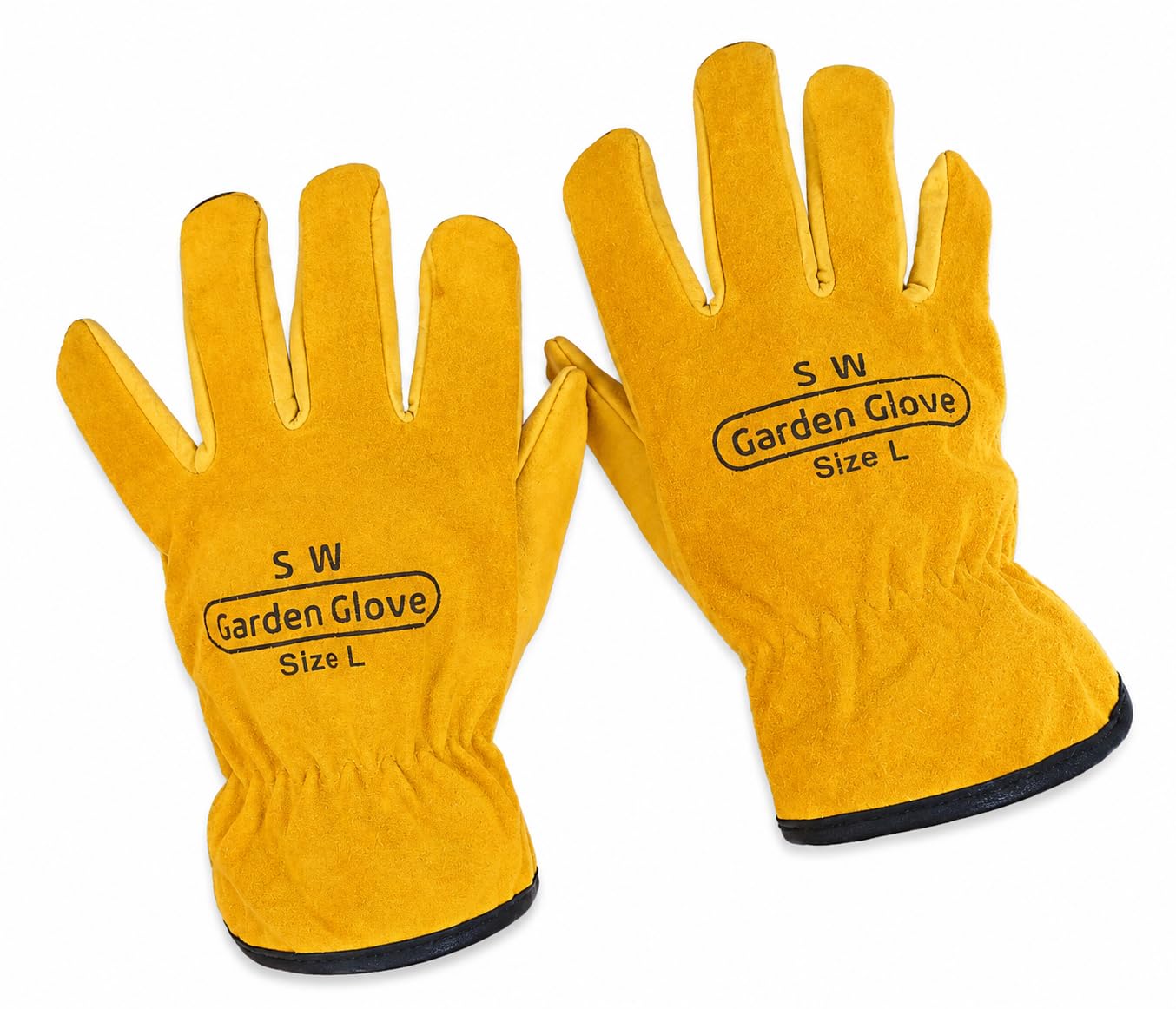 Leather Gardening Gloves for Men & Women, Thorn Proof Cowhide Garden Gloves for Rose Pruning, Digging and Weeding, Breathable Protective Gardening Gloves with Good Grip, Yellow Large 1 Pairs
