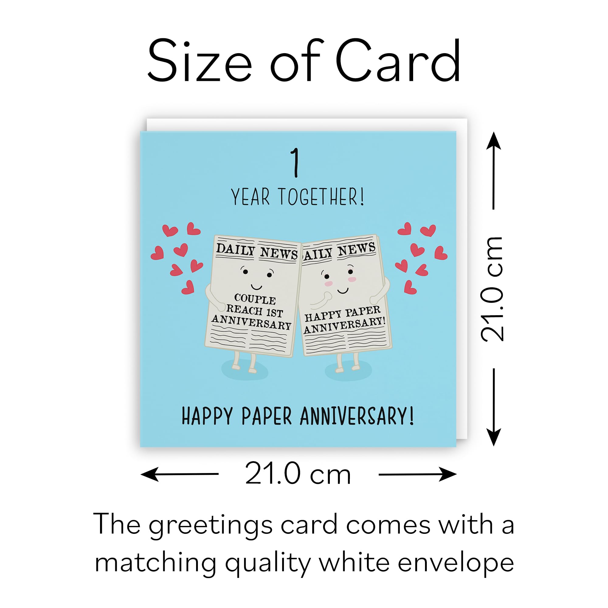 Hunts England Grande Carte 2ème Anniversaire De Mariage – 2 Ans Ensemble – Happy Anniversary – Collection Intemporelle – Grande Taille – 210 X 210 Mm