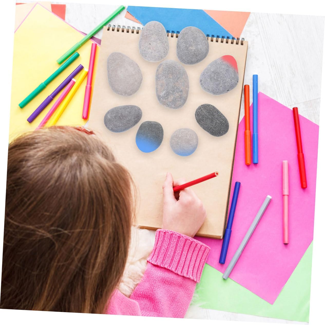 OSALADI 10pcs Smooth Natural Pebbles for Painting DIY Creative River Rocks for Boys and Girls Crafts for Garden Decor and Art Projects