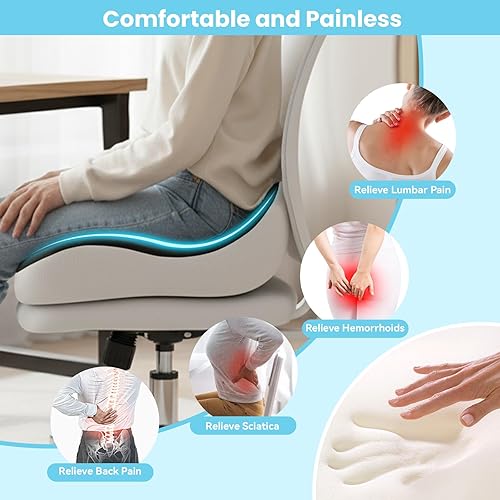Miniatura 5 de Cojín de Asiento OVRST, Cojín de Memoria para Silla de Oficina, Diseño Ergonómico, Alivio de Ciática y Dolor por Sentarse por Largo Tiempo, Adecuado