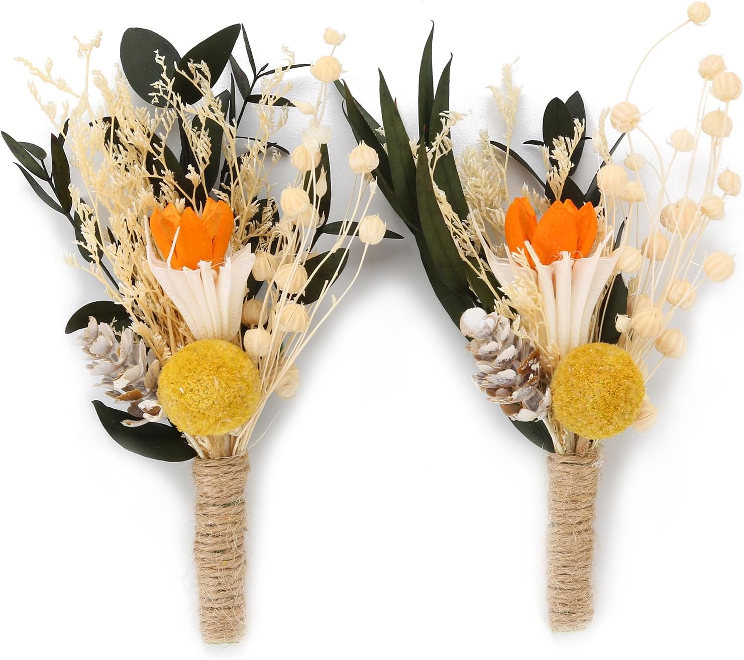 TWONNS Dried Flower Boutonniere Pocket Boutonniere for Men