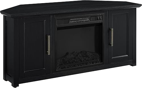 Miniatura 5 de Crosley Furniture Camden - Soporte esquinero para TV de más de 50 pulgadas, centro de entretenimiento con estantes de almacenamiento, color negro
