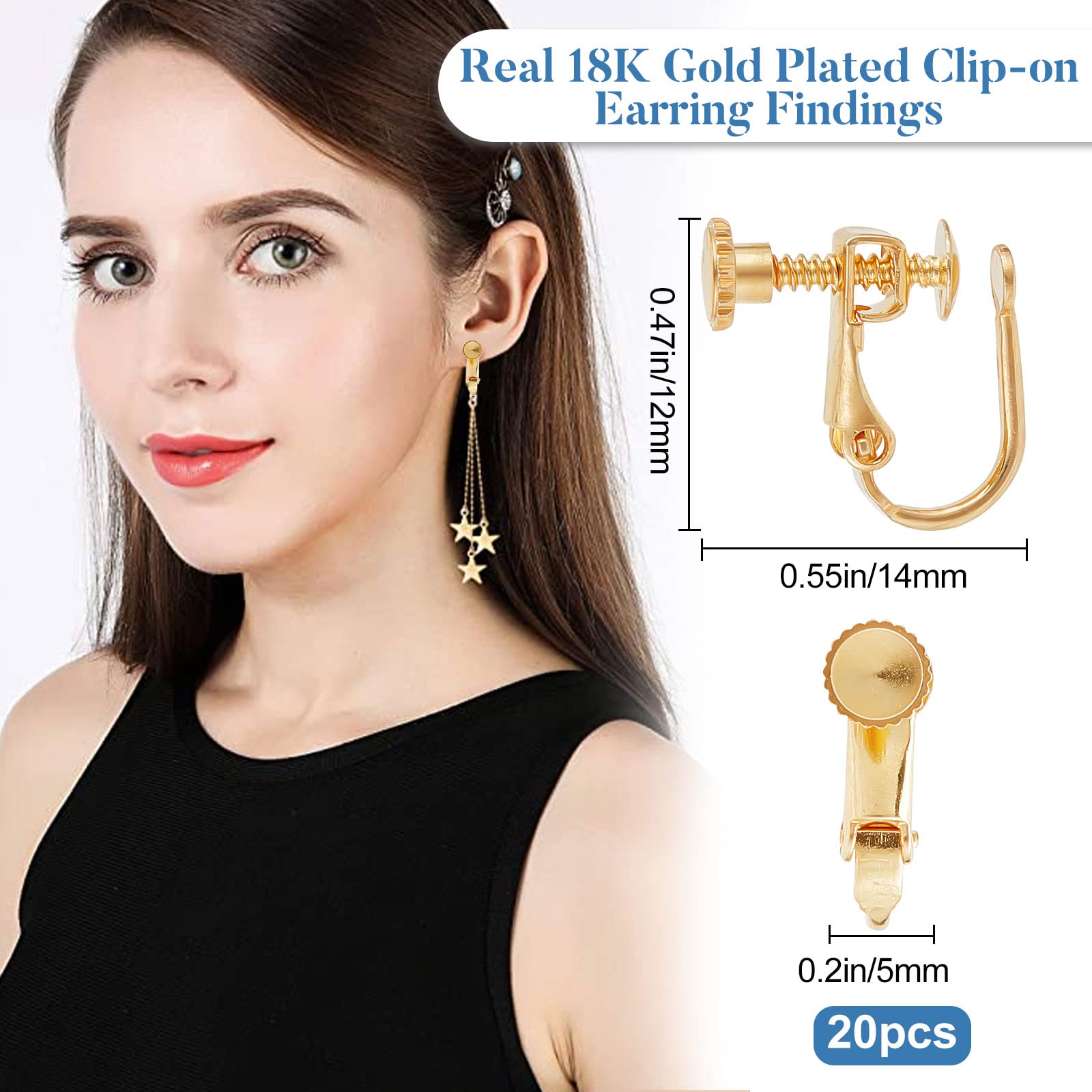 20 Convertisseurs Boucles D'oreilles Clip En Acier Inox 316 - Pour Oreilles Non Percées, Avec Coussinets Silicone