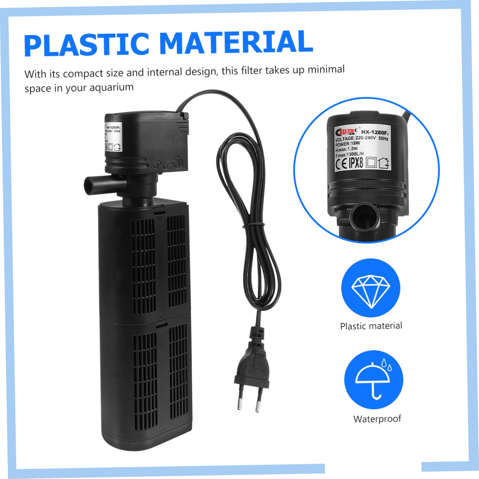 Beaupretty Filtros De Acuario De Circulación y Oxigenación Bomba De Agua Multifuncional para Peceras Compatible Sistemas De Agua Dulce y Salada Euro Estándar