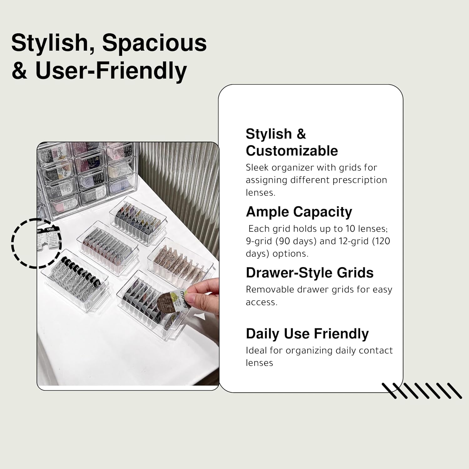 P-90 daily contact lens organizer, Disposable Contact Lens Dispenser, Cute storage Box for All Brands Daily Lens (9-Grid). - Image 5