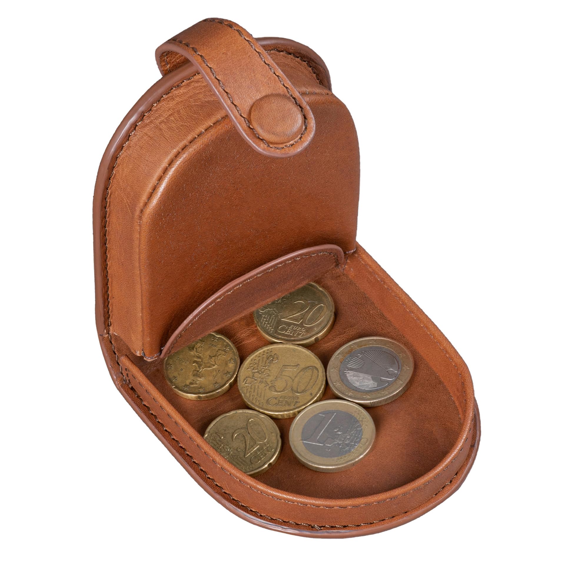 Benthill Kleine Münzbörse Leder | Lederbörse für Münzen | Echt Leder Kleingeldschütte für Münzen | Wiener-Schachtel | Schüttelbörse,Farbe:Braun