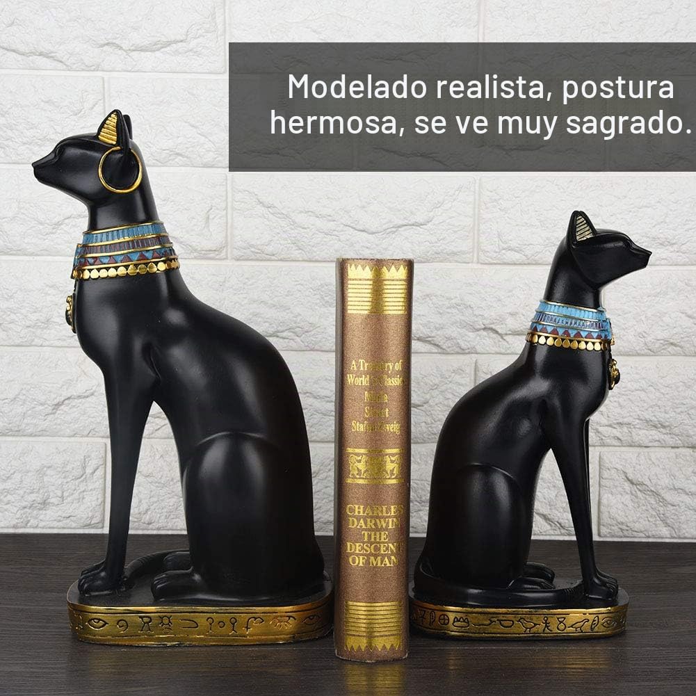 Tyenaza Adorno de Gato Egipcio, Escultura Gato Egipcio, Estatua de Resina de Gato Egipcio, Egipto Gato Diosa Bastet Estatua, para el Hogar Habitación Decoración Exquisita, Buen Regalo(28cm)