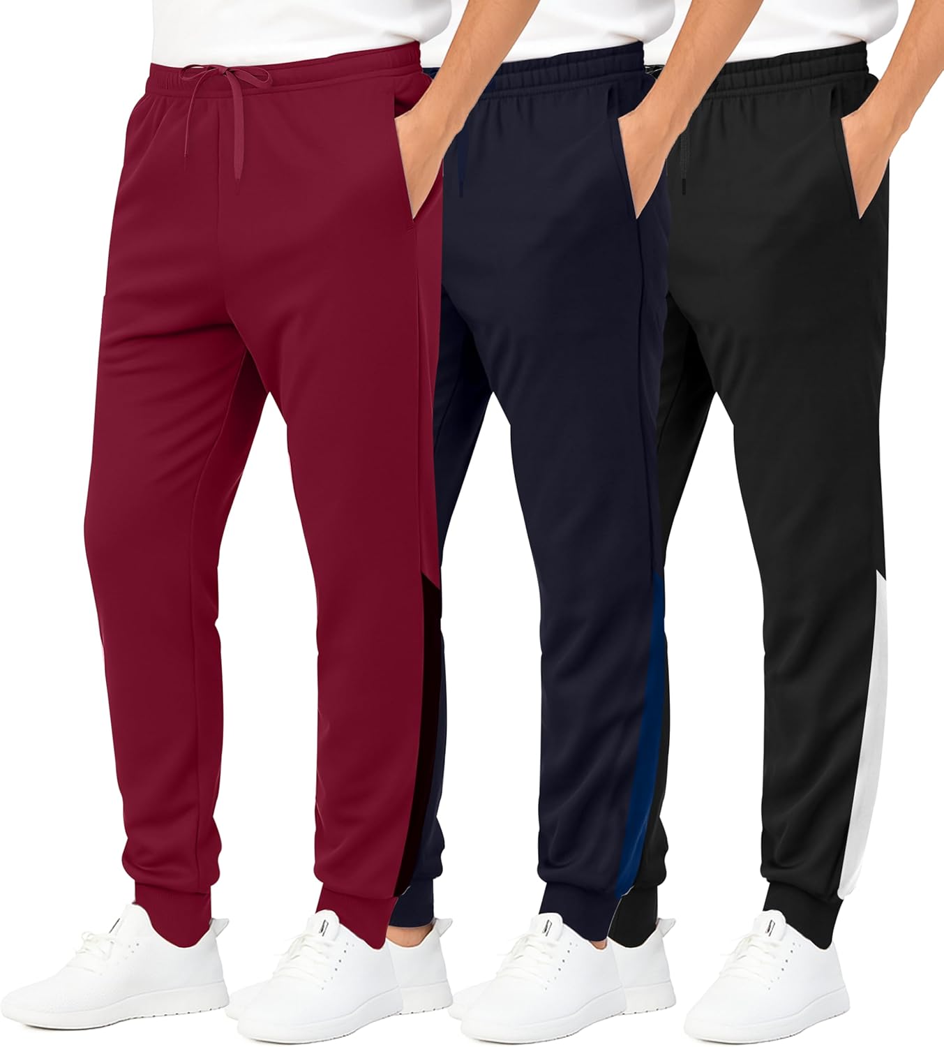 Real Essentials 3 Pack: Boys' Athletic Jogger Sweatpants - Kids Teens Youth Active Sports Pants with Pockets (Sizes 5–18)