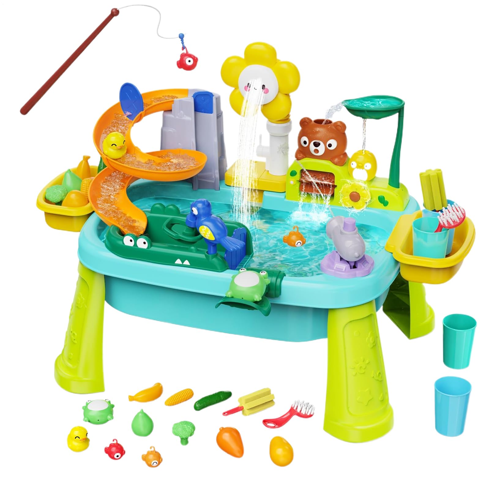 Mesa De Agua Exterior Juguetes Magnéticos, Interactivos y Sensoriales | Mesa De Y Agua Con Bomba De Verano Actividad Playa, para Pequeños, Interior y Exterior, Jardín,