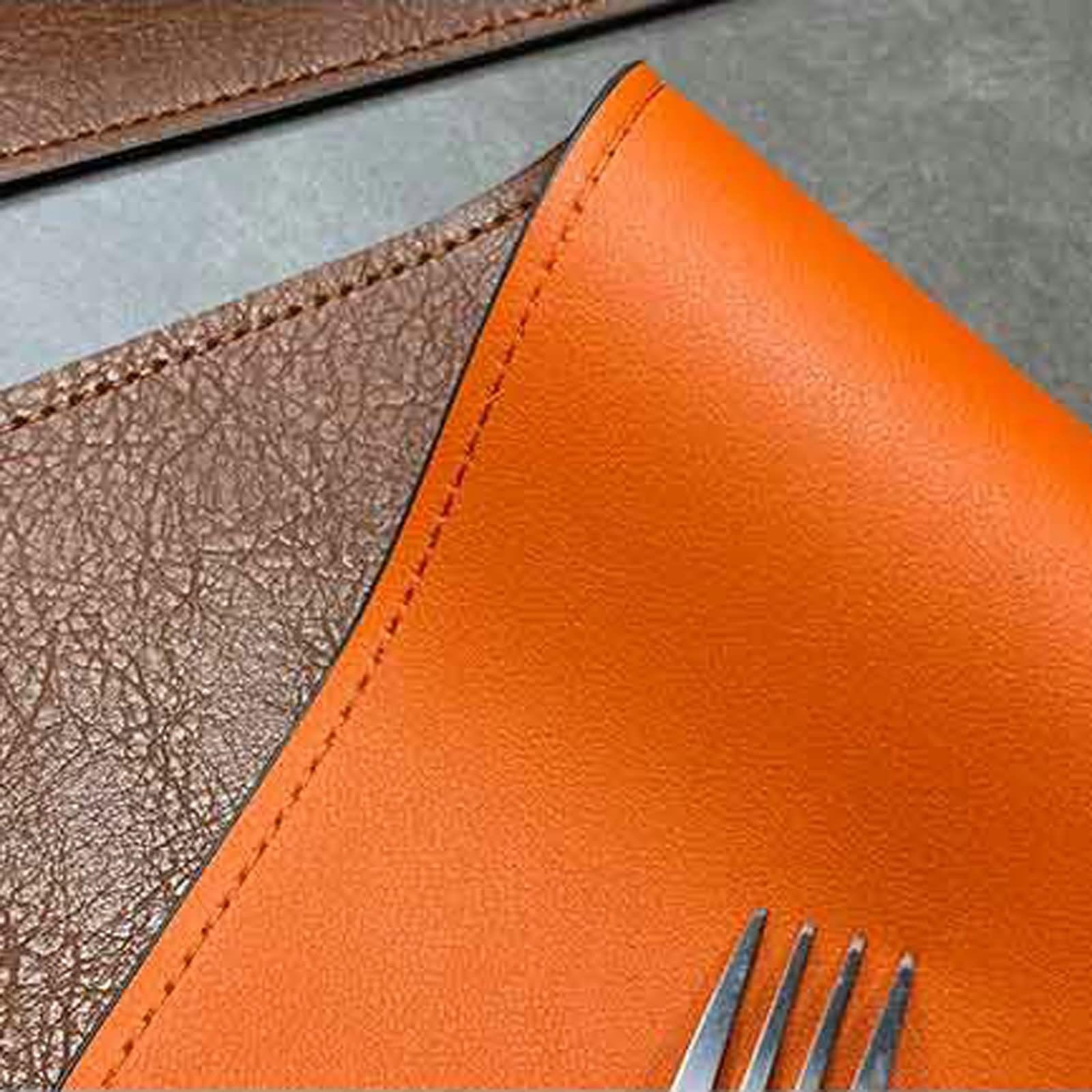 Esstisch Unterlage Leder 10er Set, Tisch Platzset Herbst 30x45cm Rechteck Zweifarbig Braun Orange