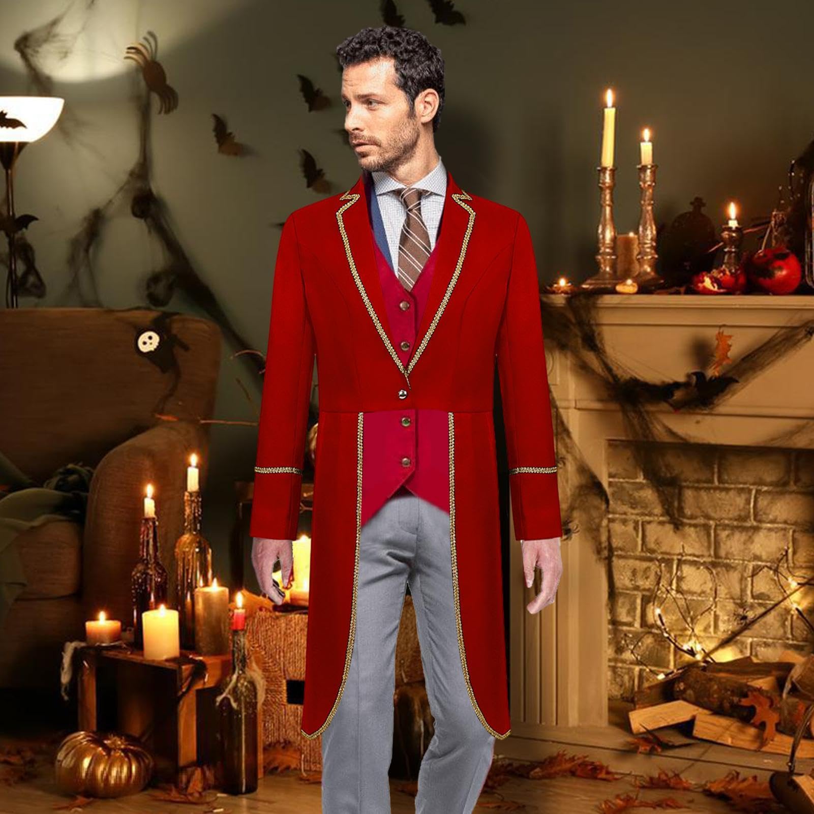 Steampunk - Chaqueta gótica vintage para hombre, disfraz de Halloween con
