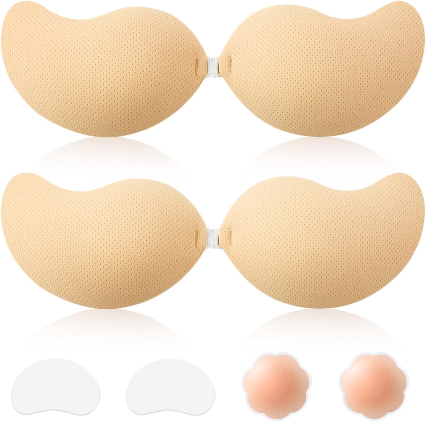 Sticky Bra Backless Adhesive Strapless Invisible Push Up Stick on Bras for Women Dresses 2 Pair Reusable Nipple Cover