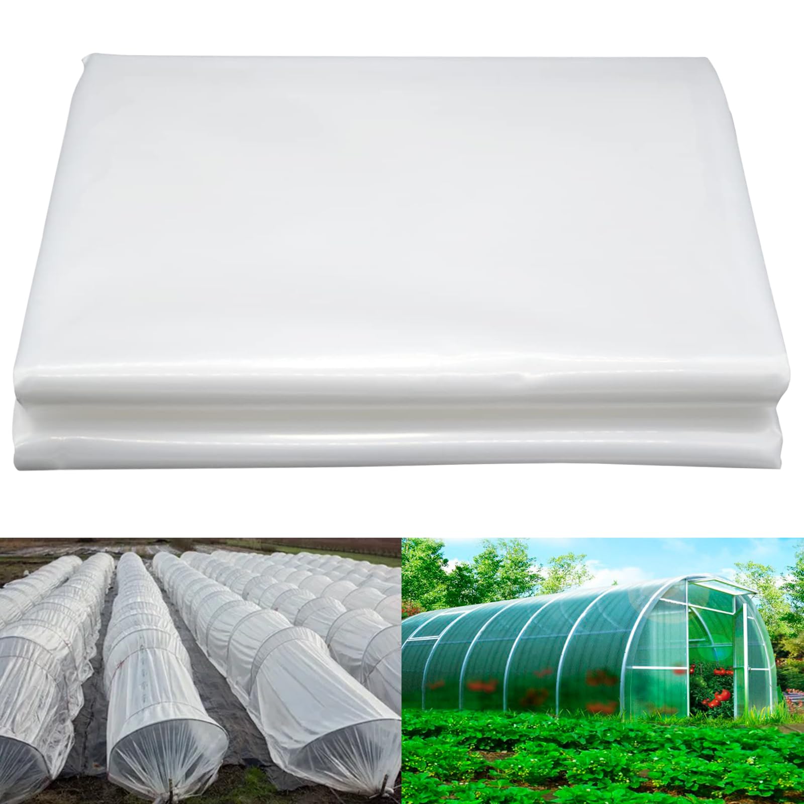 Extra Thick Clear Polythene Plastic Sheeting 2m x 3m, Plastic Sheet, Heavy Duty Waterproof Greenhouse Cover for Polytunnel, Garden Plant Protection, Dustproof Furniture Covers, Painting & Decorating
