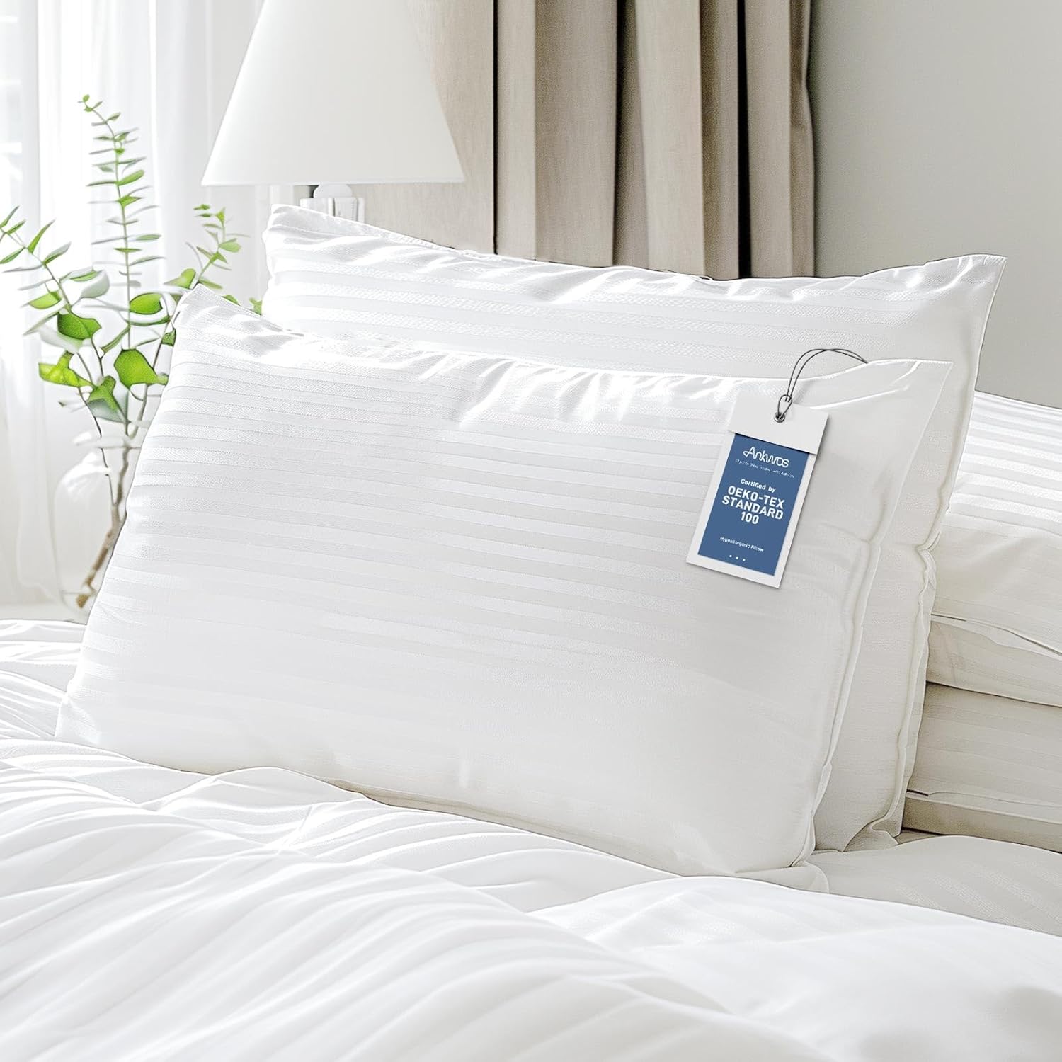 Hypoallergenic Side Sleeper King Size Pillows Set of 2 - Soft and Hotel Quality Soft Pillows with Cotton Cover Down Alternative Filling,Oeko-TEX Certified
