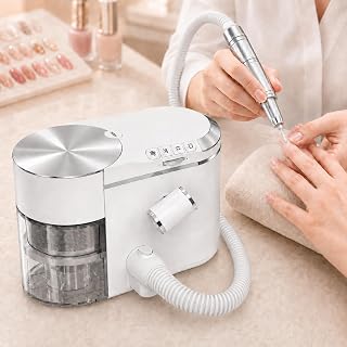Electric Nail Drill, 2 in 1 Nail Dust Collector - Sucks Lady with 30,000 rpm During Sanding, with Adjustable Stand, Extension Hose and Acrylic & Gel Nail Tool