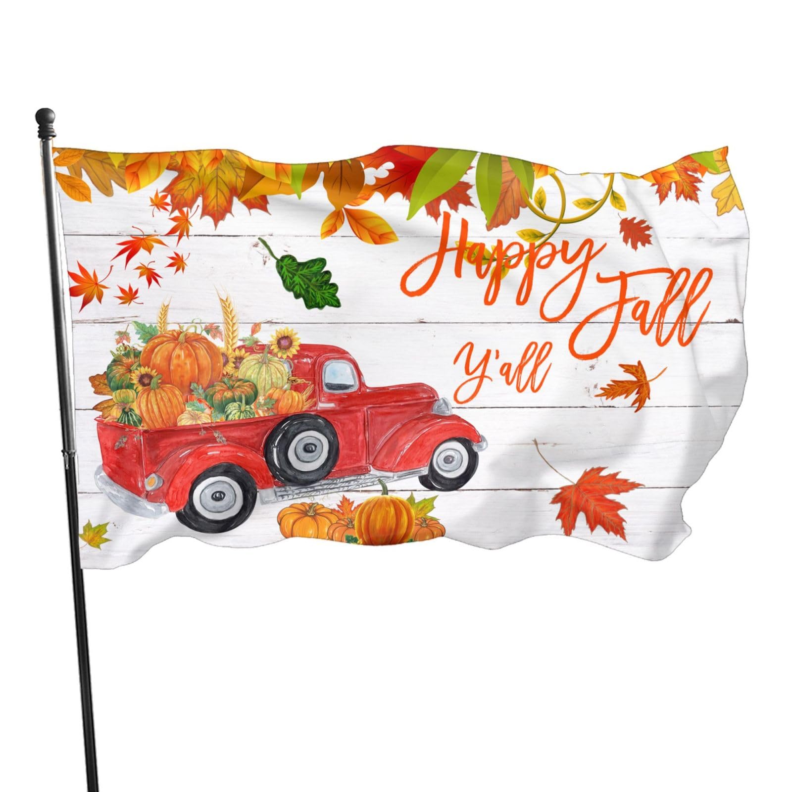 Happy Fall Y'All Pumpkin Car Flag 3x5 Ft Outdoor Outside Yard Banner — image 1