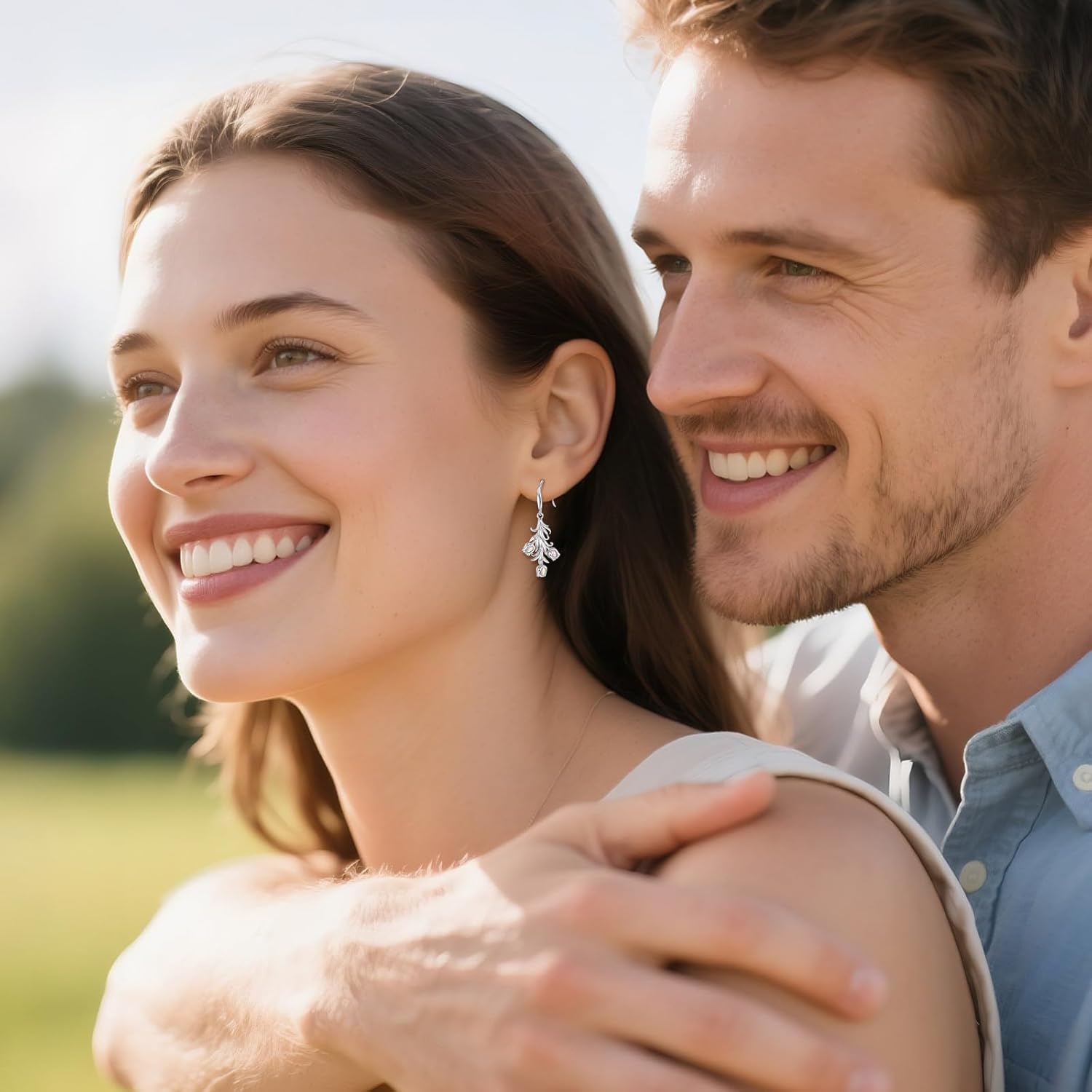 MONGAS Tulip Earrings Sterling Silver Flower Drop Dangle Earring Created Opal Tulip Jewelry Gifts for Women