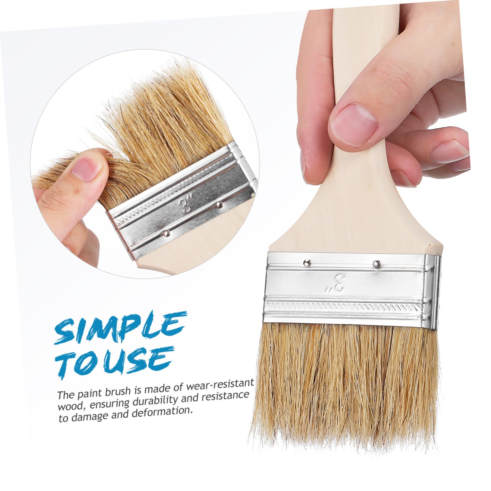 Uonlytech 48piezas Pinceles De Pintura De Cerda Natural Mango para Pintura Limpieza y Cocción Herramienta Versátil para Manualidades y Decoración