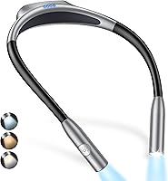 Vista 1 de Gritin - Luz de lectura para el cuello LED, luz de libro para leer en la cama - Cuidado de los ojos, 3 colores, brillo ajustable, brazos flexibles