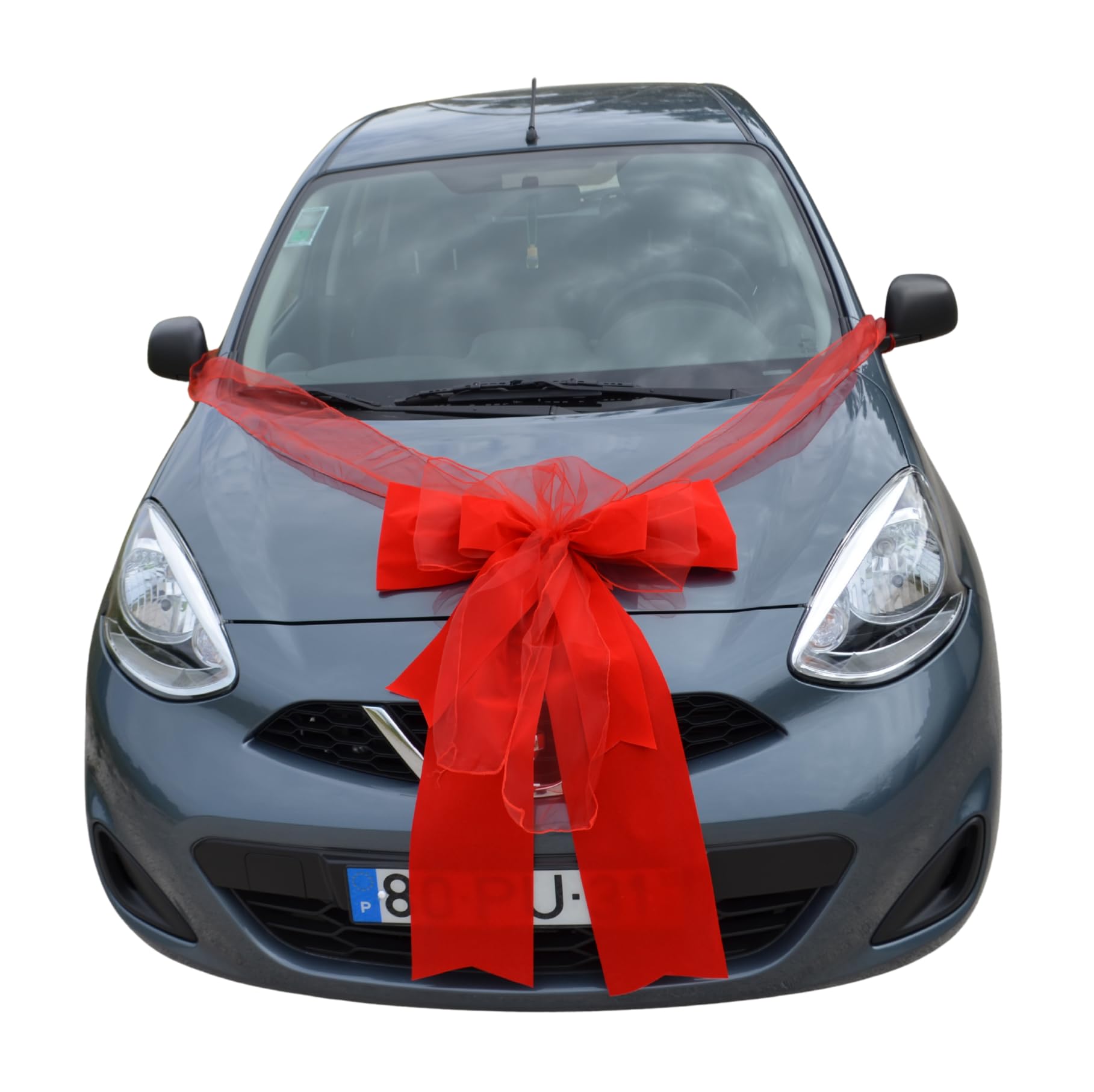Grosse Autoschleife für Geschenk, exklusiv und glamorös, 60x80 cm, rote Autogeschenk Schleife