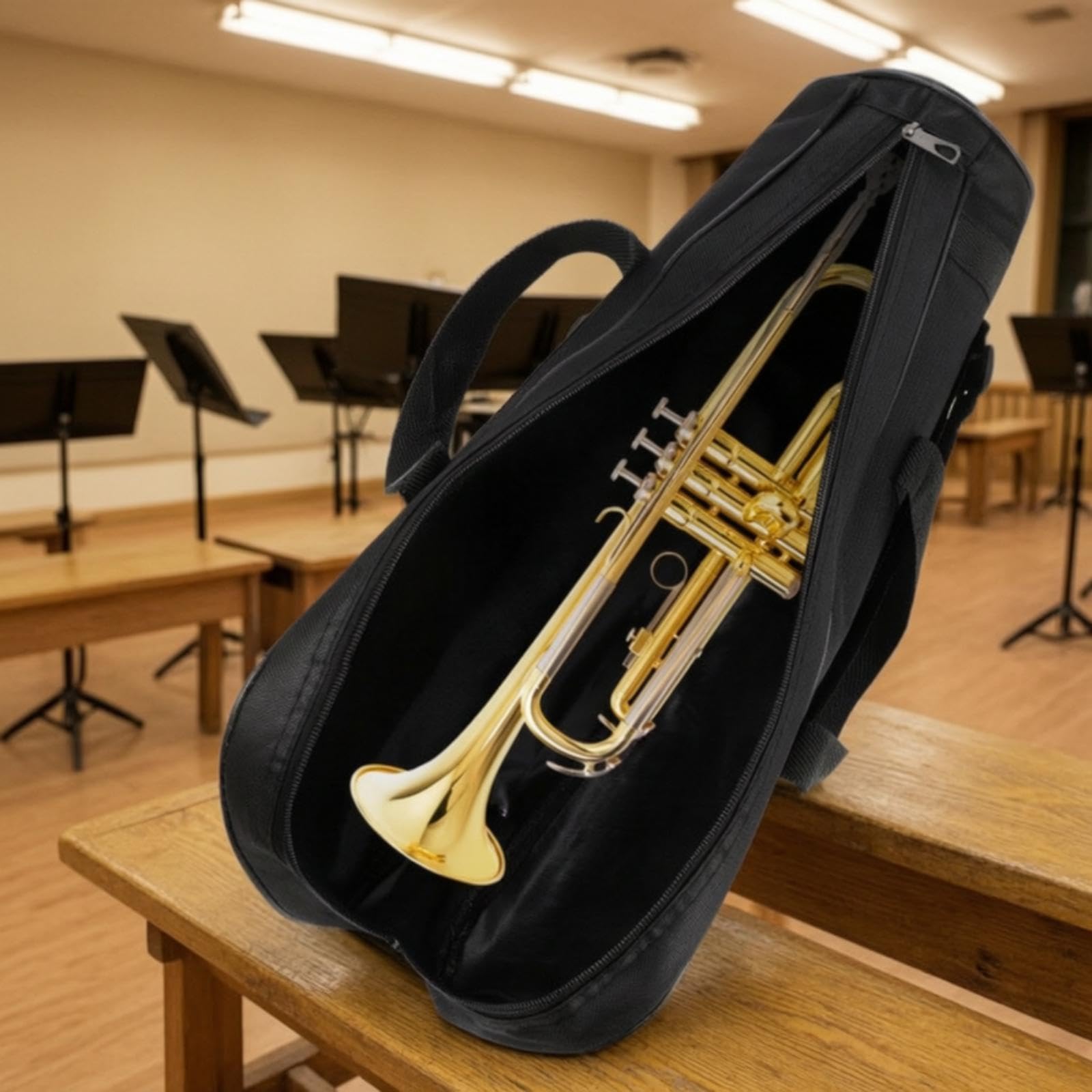 Gralara Trompeta de Latón Estilo Militar Estuche de Transporte. Ideal para Jóvenes Músicos Y Aficionados a La Música.