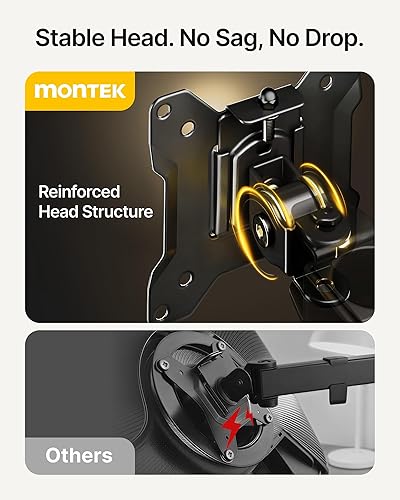 Miniatura 3 de monTEK Soporte de monitor dual independiente estable para pantallas de computadora de 17 a 32 pulgadas, soporte de escritorio resistente con 22