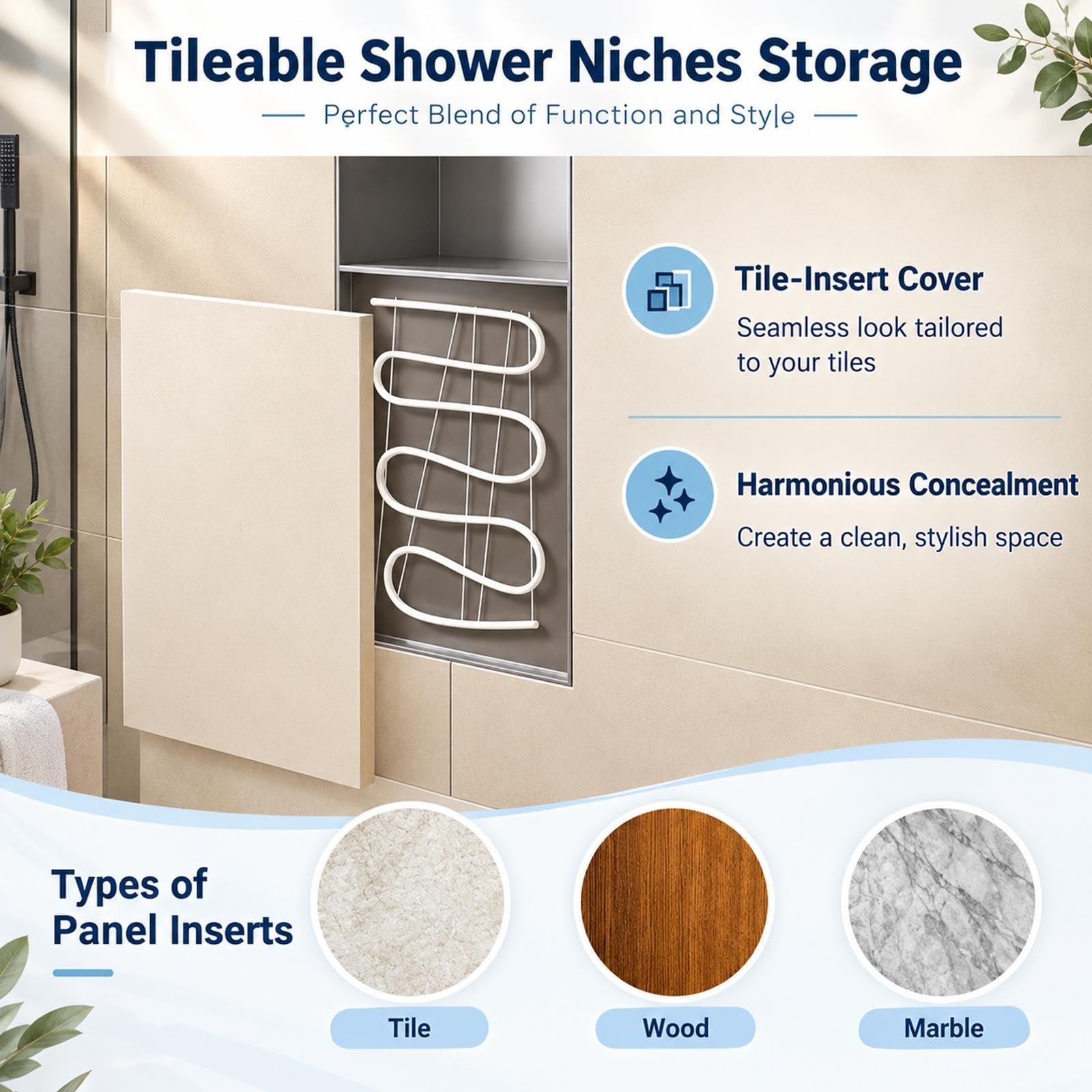 Nicho de Ducha Empotrable Nicho Empotrado Para Papel Higiénico Con Papelera