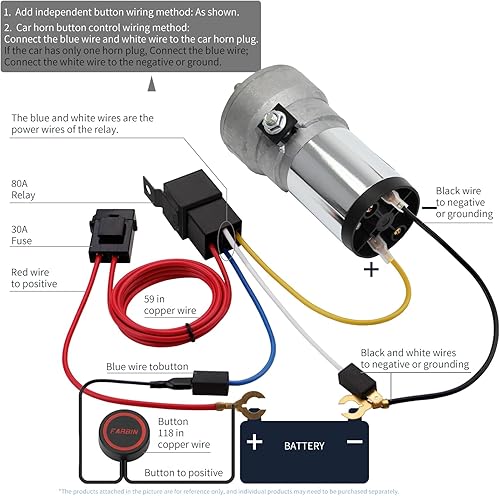 Vista 19 de FARBIN Bocina musical con sonido musical de 6 trompetas con compresor, juego de melodía de padrino, rojo, 12 V, 150 db, para tren, camión