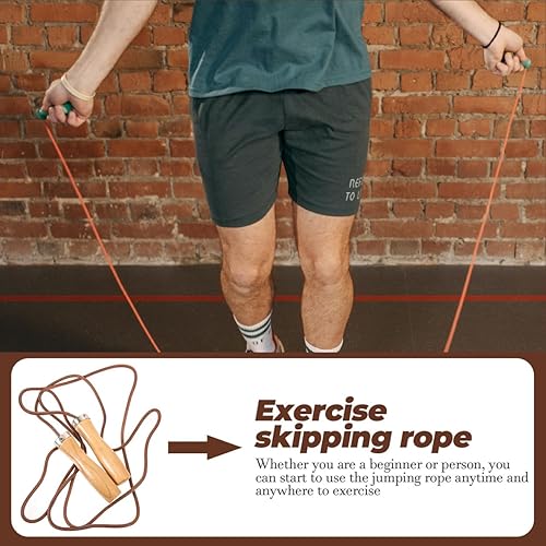 Miniatura 8 de Cuerda de saltar de cuero con asas de madera para niños y niñas, ideal para boxeo, entrenamientos de fitness