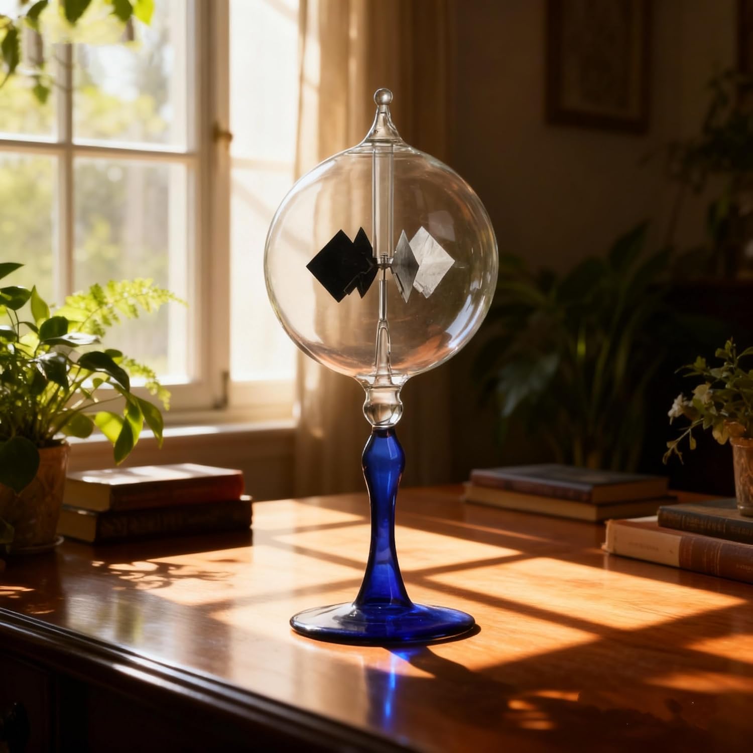 Large Solar Power Crookes Radiometer Gift Home Desk Decoration (Blue)