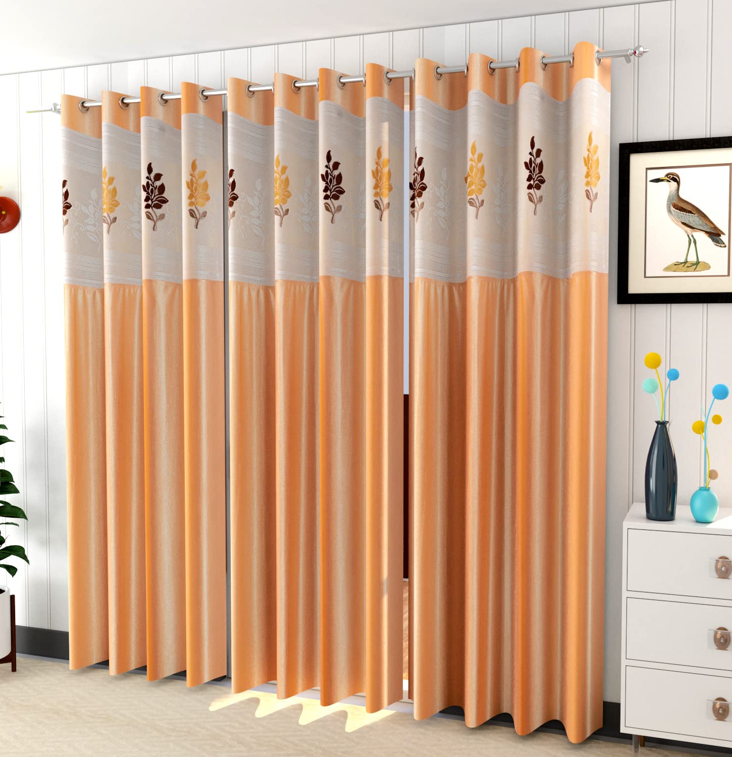 HOME UTSAV Floral Net and Solid Curtains for Long Door 8 Feet, Pack of 2, Gold (B09Z3535HF) Amazon Price History, Amazon Price Tracker